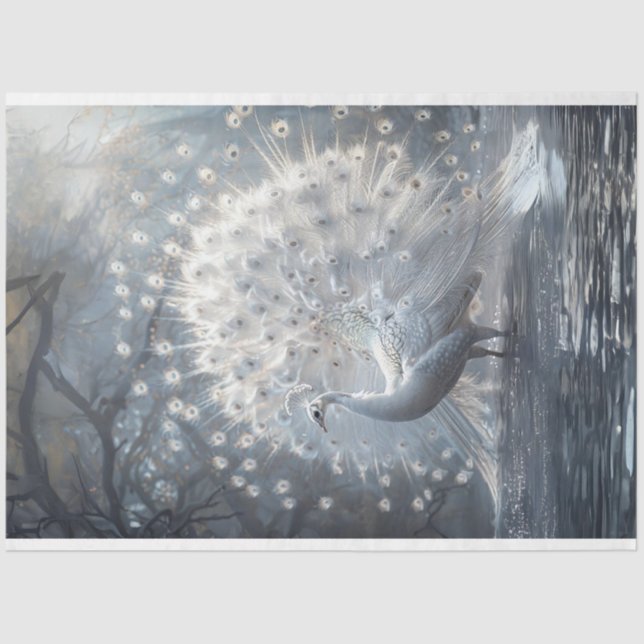 Papel De Seda Separação Pavão-Pavão Branco (Frente )