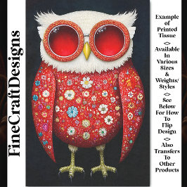 Papel De Seda Separação Quirky Whimsy Red Floral Owl & Specs BT7