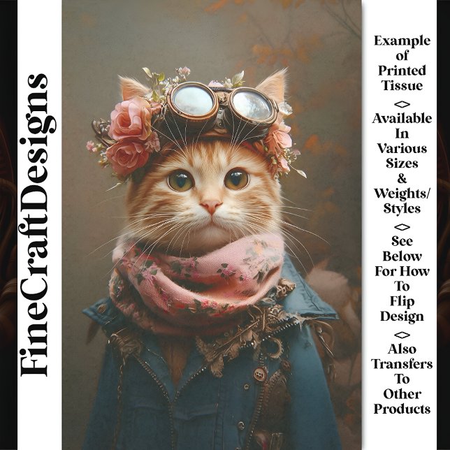 Papel De Seda Separação Tabby Cat em Scarf e Casaco CD6 Rosa (Criador carregado)