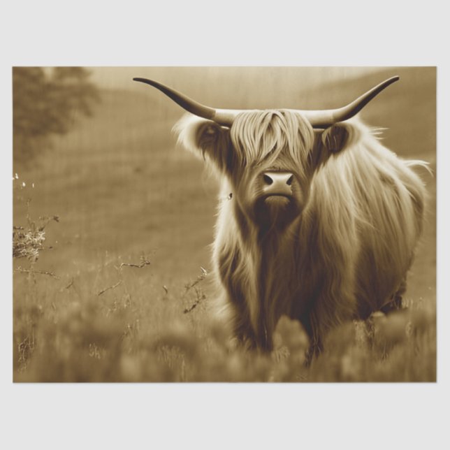 Papel De Seda Sepia Scottish Highland (Frente )