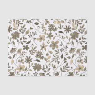 Papel De Seda Sepia Tone Vintage Impressão Floral