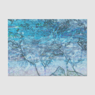 Papel De Seda Sereia Azul Naval Ondas Oceânicas Decoupage
