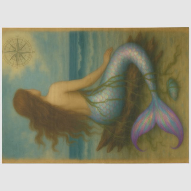 Papel De Seda Sereia Costeira Decoupage Sirene (Frente )