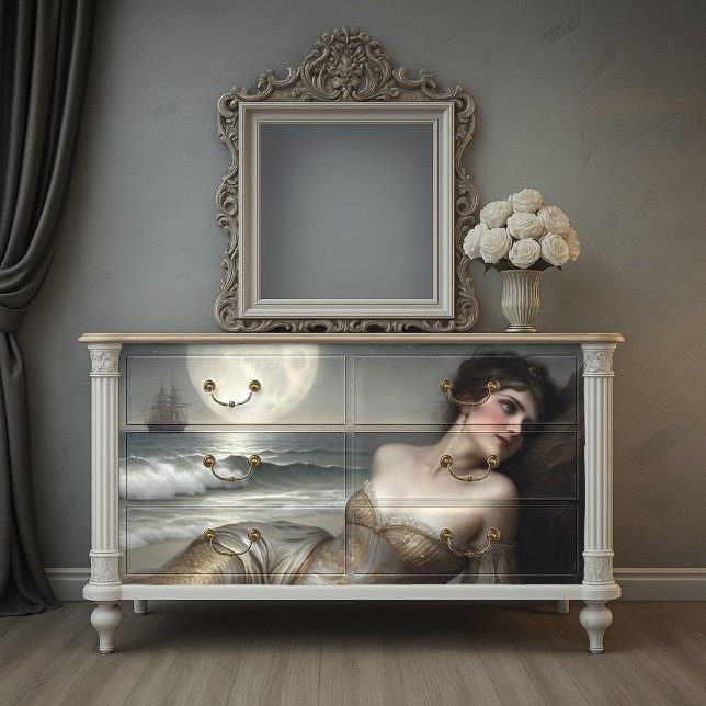 Papel De Seda Sereia da Costa Dourada Decoupagem (Golden Shoreline Mermaid Decoupage Tissue Paper)