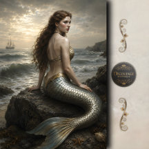 Sereia da Costa Prateada Decoupage