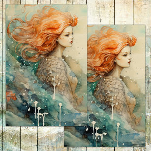 PAPEL DE SEDA SEREIA DO MAR SIRENE DECOUPAGE