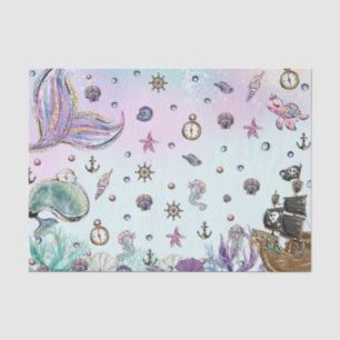 Papel De Seda Sereia e Pirata sob o Artesanato de Decoupage do M