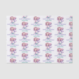 Papel De Seda Sereia feliz primeiro aniversario roxo e turquesa