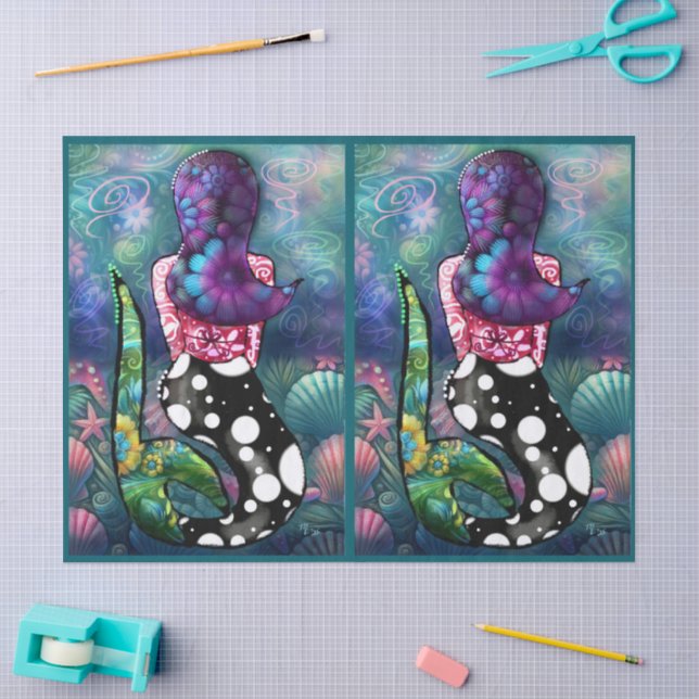 Papel De Seda Sereia Náutica Azul Turquesa Decoupage Abstrato Ca (Arte )