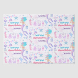 Papel De Seda Sereia Whimsical Roxa Sob O Aniversário Do Mar