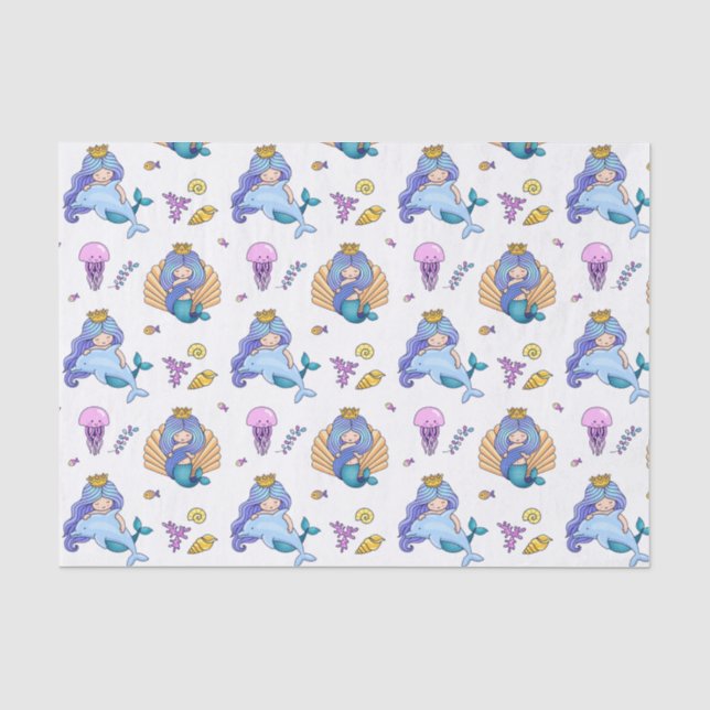 Papel De Seda Sereias E Águas-Vivas (Frente )