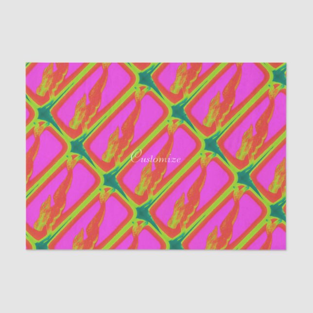 Papel De Seda sereias vermelhas nadando cor-de-rosa (Frente )