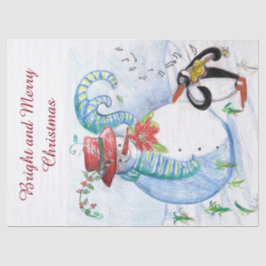 PAPEL DE SEDA SERENADE DE INVERNO DE SNOWMAN E PENGUIN