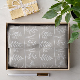 Papel De Seda Serenata Botânica Bege Suave Silhuetas Minimalista
