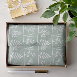 Papel De Seda Serenata Botânica Sage Suave Silhuetas Minimalista