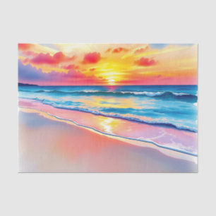 Papel De Seda Serene Beach Sunset com Reflexões Vibrantes