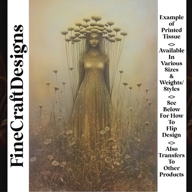 Papel De Seda Serene Figura Ornamentado Flor Headdress U6 Decoup (Criador carregado)