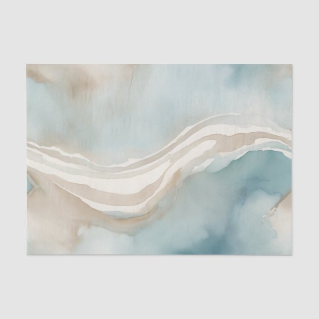 Papel De Seda Serene Watercolor Wash com Sky Blue (Frente )