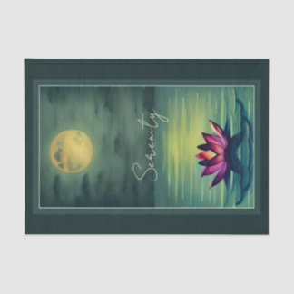 Papel De Seda Serenidade - Linda Flor de Lotus e Lua Cheia