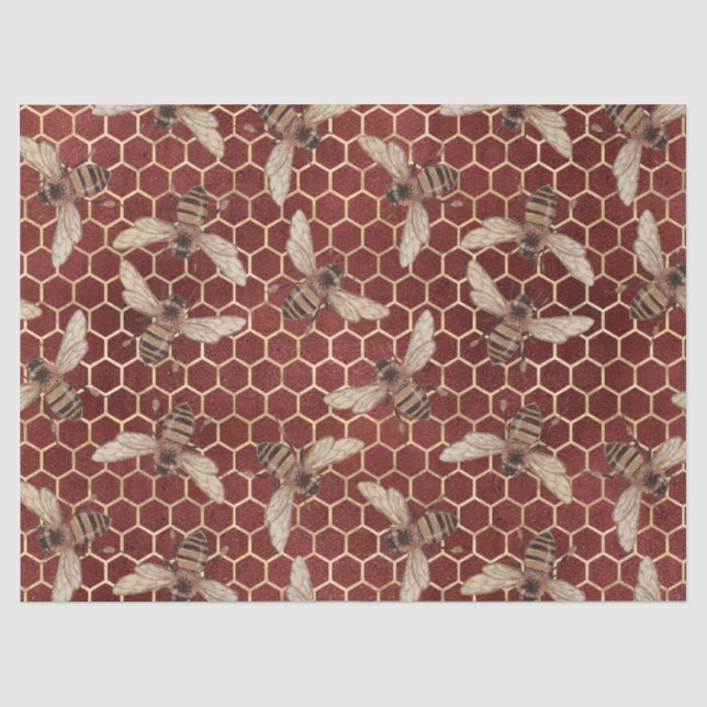 Papel De Seda Série Abelha Rosa Vermelha Design 54 (Frente )