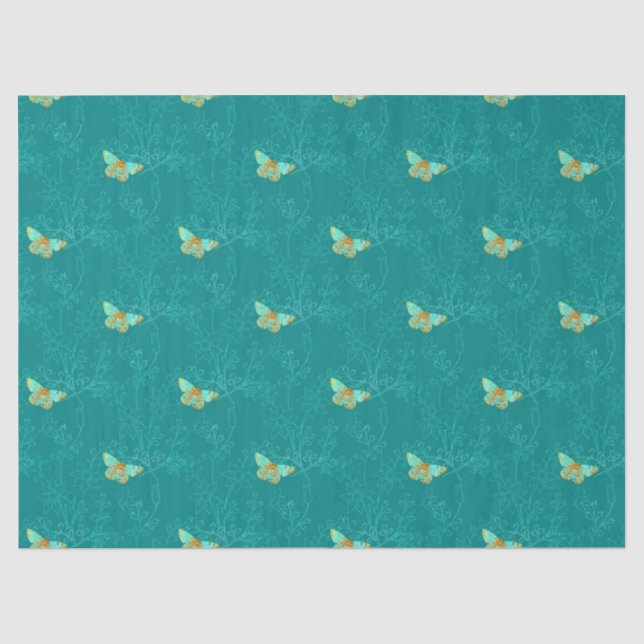 Papel De Seda Série Aqua e Dourado Design 3 (Frente )