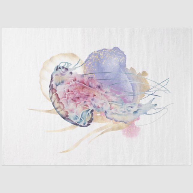 Papel De Seda Série Aquarela Subaquática Design 1 (Frente )