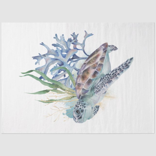 Papel De Seda Série Aquarela Subaquática Design 6 (Frente )