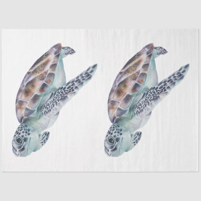 Papel De Seda Série Aquarela submarina Design 22 (Frente )