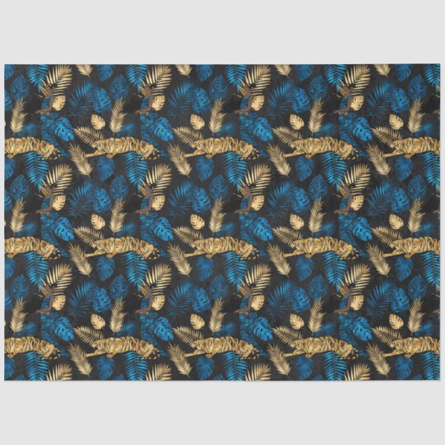 Papel De Seda Série Blue and Gold Tiger Design 3 (Frente )