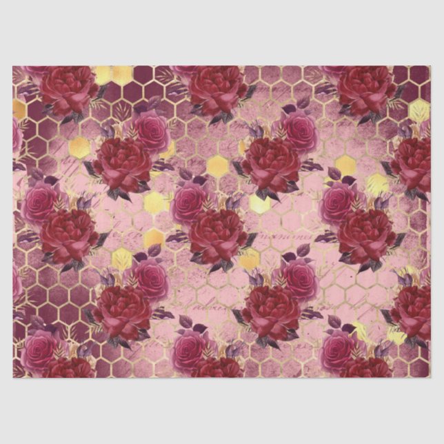 Papel De Seda Série Burgundy Bee Design Dezessete (Frente )