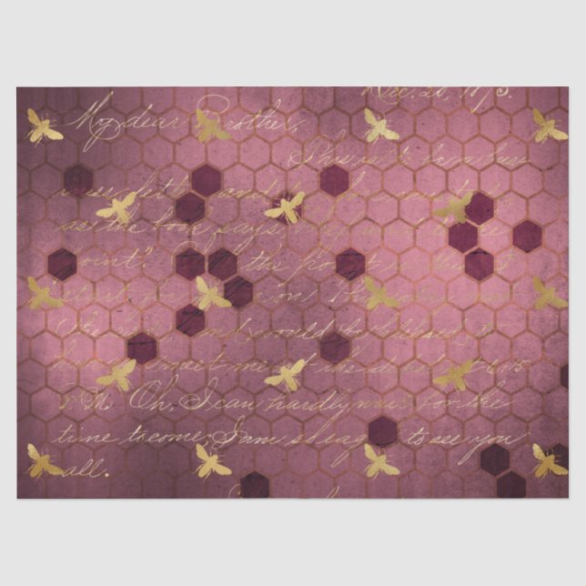 Papel De Seda Série Burgundy Bee Design Dois (Frente )