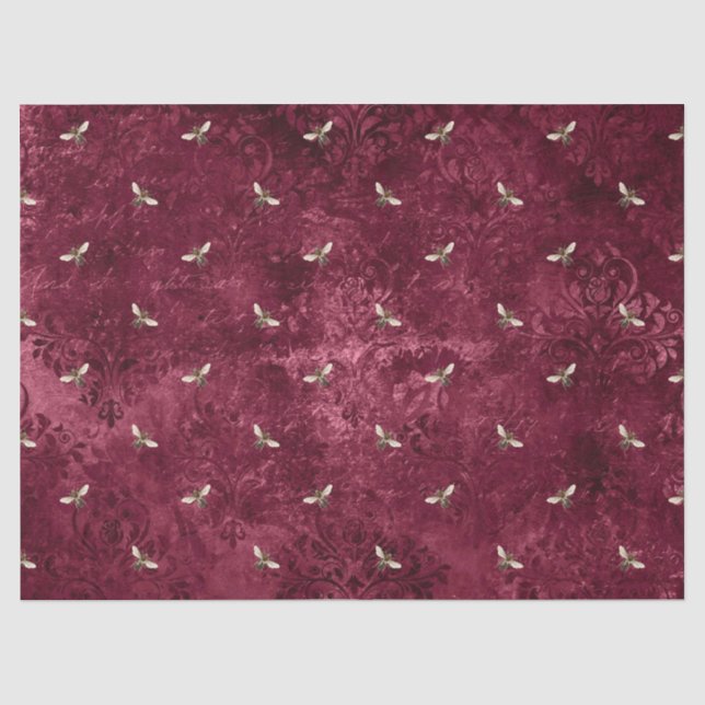 Papel De Seda Série Burgundy Bee Design Quatorze (Frente )