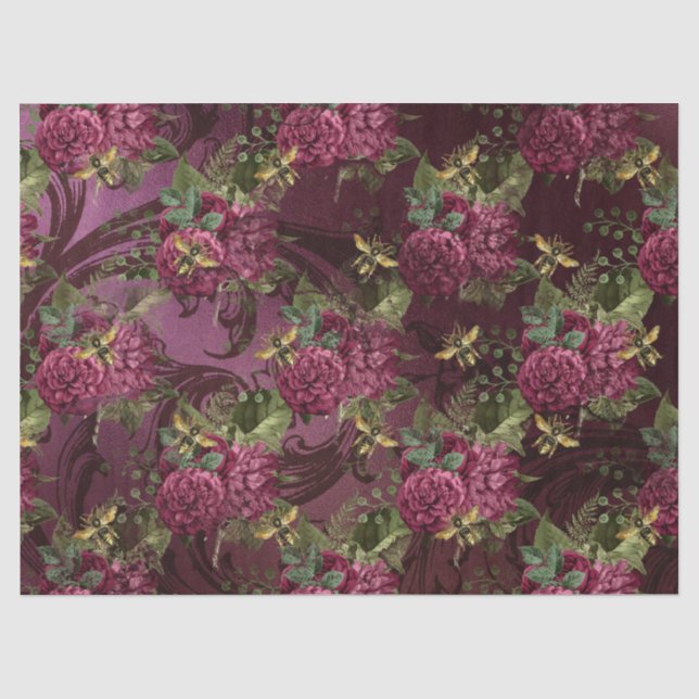 Papel De Seda Série Burgundy Bee Design Six (Frente )