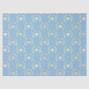 Papel De Seda Série de Abelhas Azul e Dourado Design #9