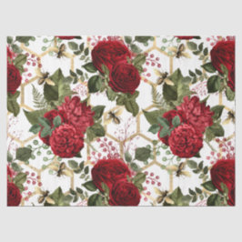 Papel De Seda Série de Abelhas Rosa Vermelha Design 48