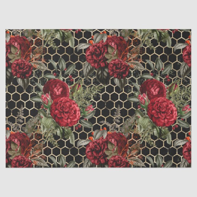 Papel De Seda Série de Abelhas Rosa Vermelha Design 60 (Frente )