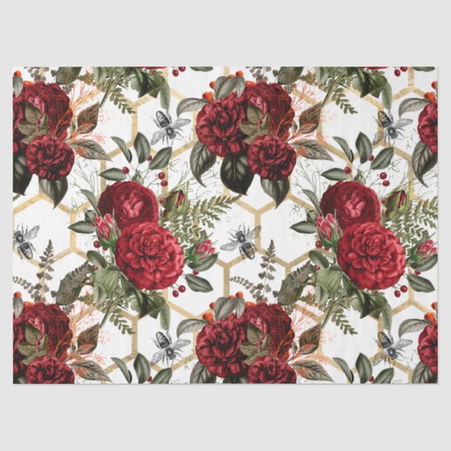 Papel De Seda Série de Abelhas Rosa Vermelha Design 62 (Frente )