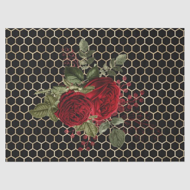 Papel De Seda Série de Abelhas Rosa Vermelha Design 68 (Frente )