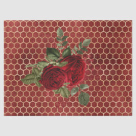 Papel De Seda Série de Abelhas Rosa Vermelha Design 69