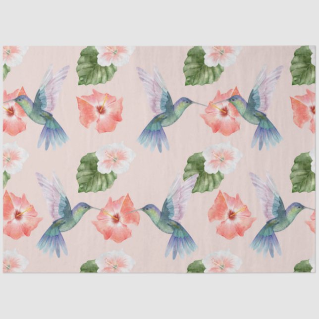 Papel De Seda Série de aves tropicais: Hummingbird Design 4 (Frente )