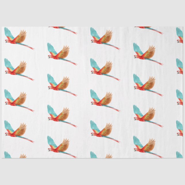 Papel De Seda Série de aves tropicais: Scarlet Macaw Design 2 (Frente )