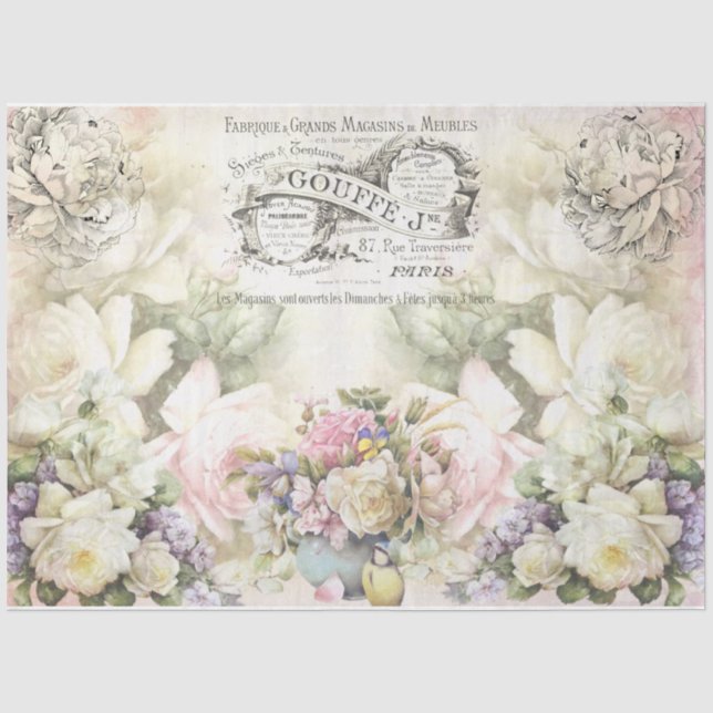 Papel De Seda Série de Colagem Shabby Chic Design 3 (Frente )