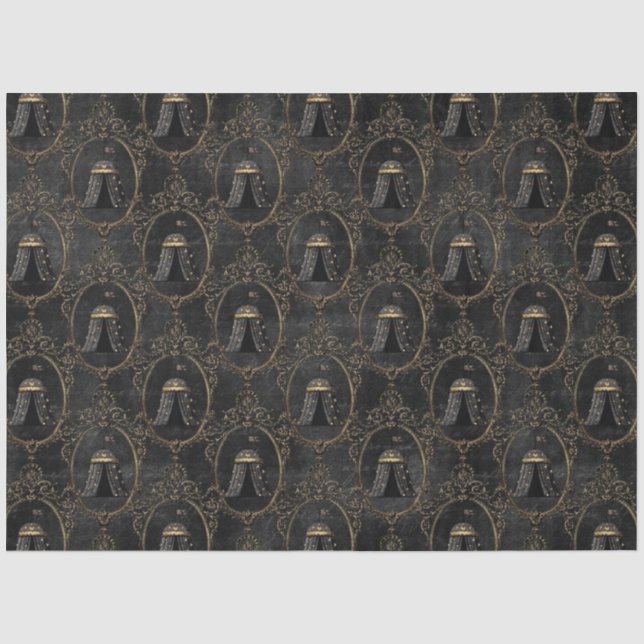 Papel De Seda Série de Design de Circo Preto e Dourado 12 (Frente )