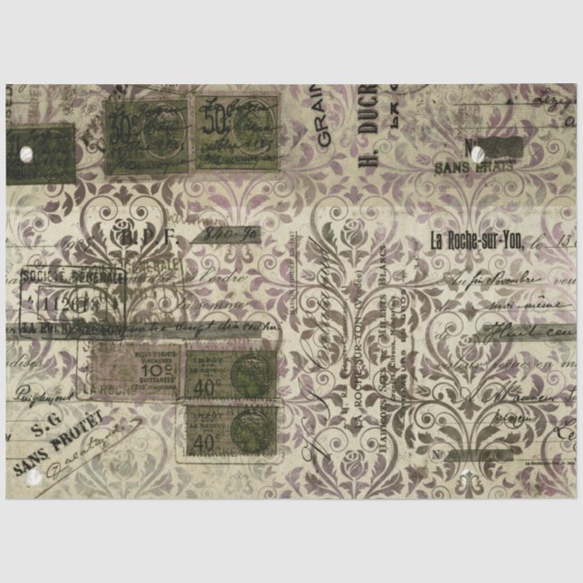 Papel De Seda Série de Design de Efêmeras Damask #10 (Frente )