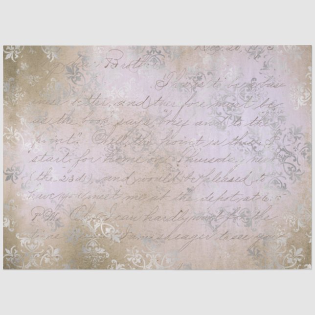 Papel De Seda Série de Design de Efêmeras Damask #8 (Frente )