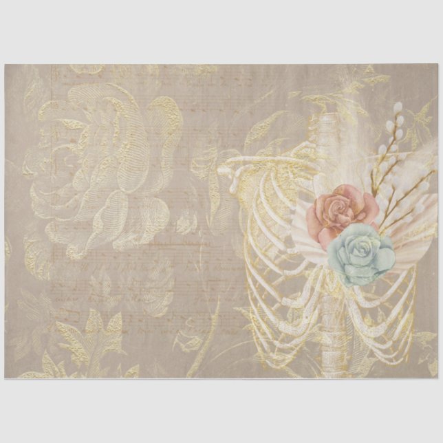 Papel De Seda Série de Design de Efêmeras Florais Boho #11 (Frente )