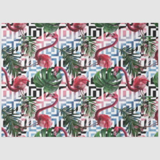 Papel De Seda Série de Design de Flamingo Colorido em Aquarela 1