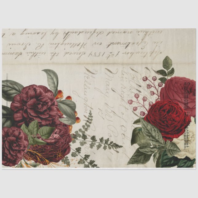 Papel De Seda Série de Design de Flores e Efêmeras #14 (Frente )