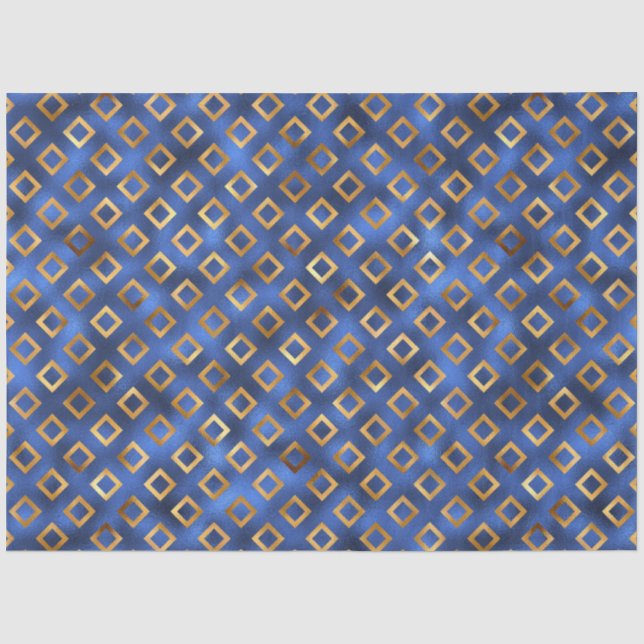 Papel De Seda Série de Design de Luxo Azul e Dourado 18 (Frente )