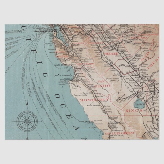 Papel De Seda Série de Design de Mapas Antigos 6 (Frente )